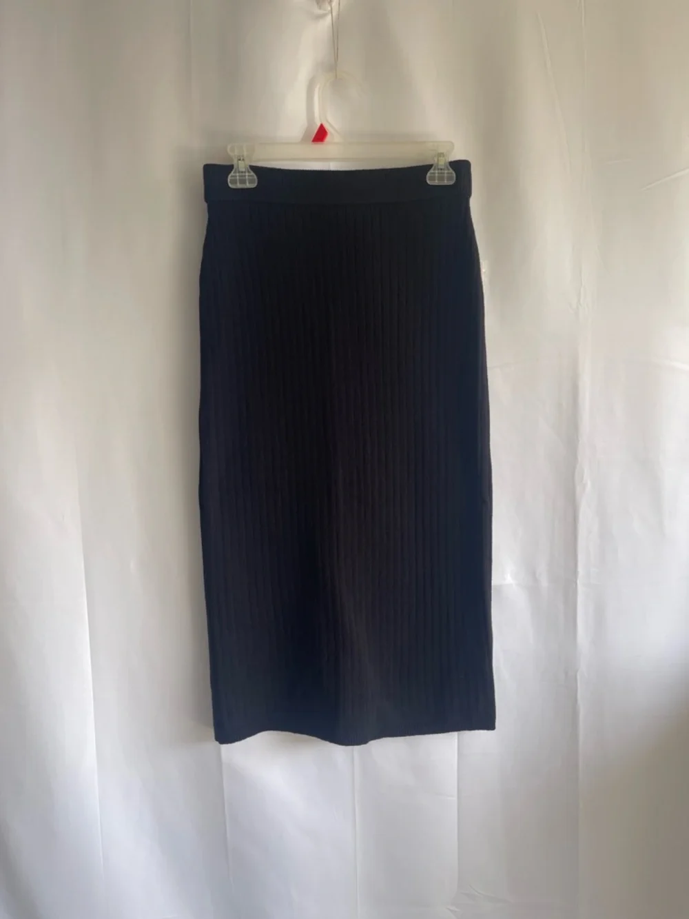 Anthropologie Black Ribbed High-Low Midi Skirt - Picture 1 of 6